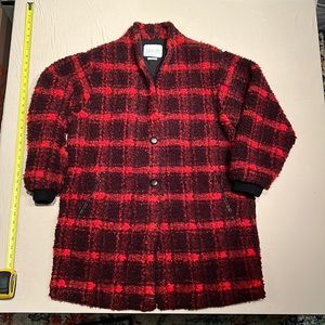 SAYLOR Red Plaid Sherpa Jacket Womens Size L